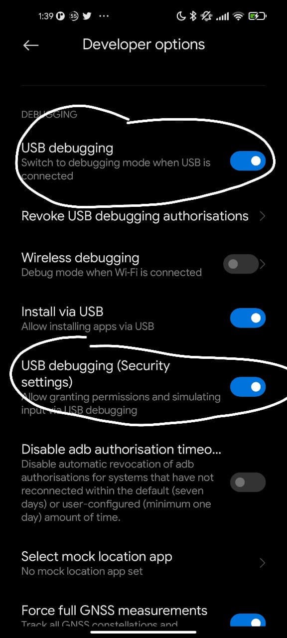 System settings -> Additional settings -> Developer options